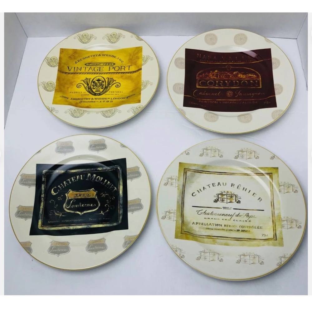 Sakura Wine Collection Stoneware Plates Salad / Dessert Set of 4 in Original Box